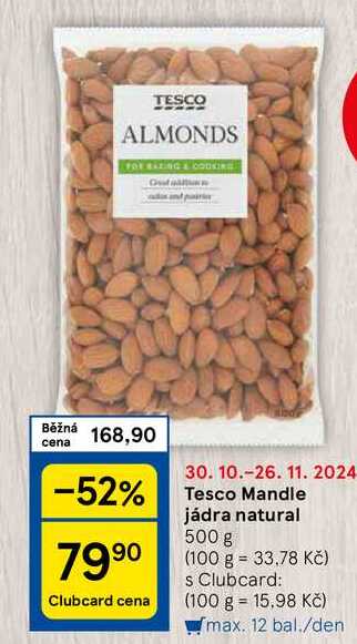 Tesco Mandle jádra natural, 500 g 