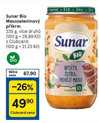 Sunar Bio Masozeleninový příkrm, 235 g, více druhů