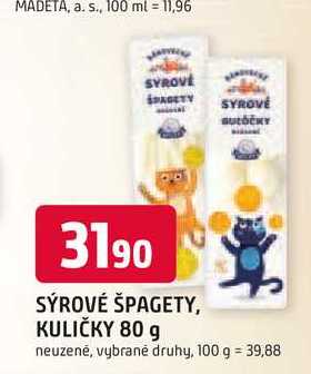 SÝROVÉ ŠPAGETY, KULIČKY 80 g 