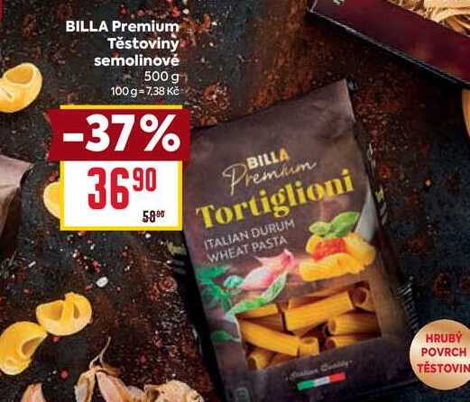 BILLA Premium Těstoviny semolinové 500 g 