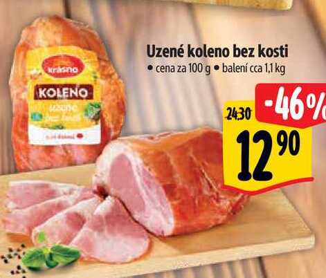 Uzené koleno bez kosti, cena za 100 g 