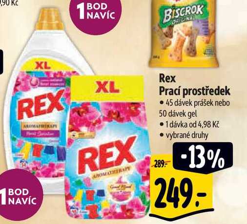 Rex Prací prostředek, 45 dávek prášek nebo 50 dávek gel 