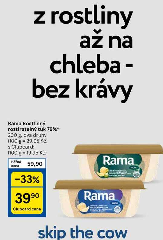 Rama Rostlinný roztíratelný tuk 79%, 200 g, dva druhy