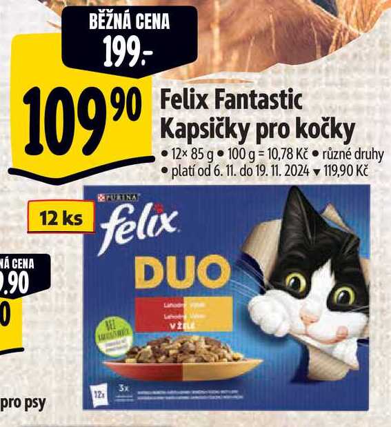 Felix Fantastic Kapsičky pro kočky, 12x 85 g 