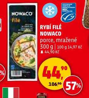 RYBÍ FILÉ NOWACO porce, mražené, 300 g