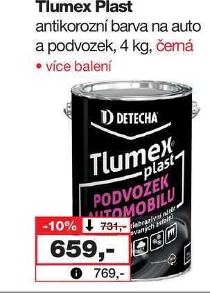 Tlumex Plast antikorozní barva na auto a podvozek, 4 kg, černá 