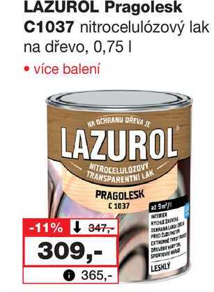 LAZUROL Pragolesk C1037 nitrocelulózový lak na dřevo, 0,75l 