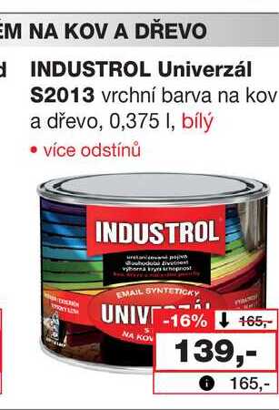 INDUSTROL Univerzál S2013 vrchní barva na kov a dřevo, 0,375l