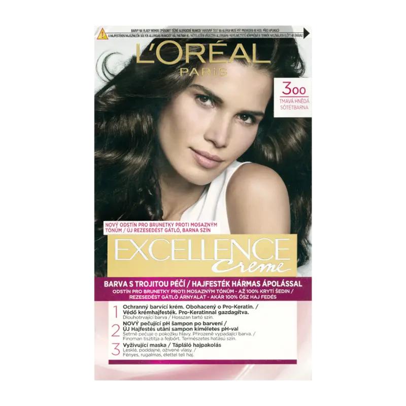 L'Oréal Barva na vlasy Excellence Creme 300 tmavá hnědá, 1 ks