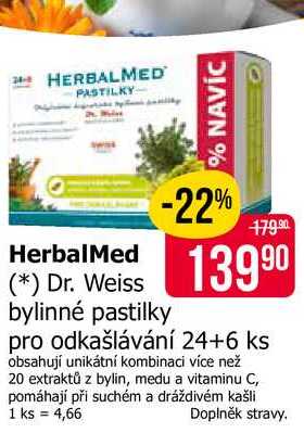 Dr. Weiss bylinné pastilky pro odkašlávání 24+6 ks 