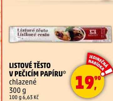 LISTOVÉ TĚSTO V PEČICÍM PAPÍRU chlazené, 300 g 