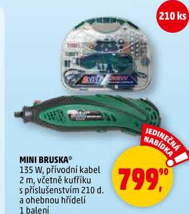 MINI BRUSKA, 135 W, přívodní kabel 2 m, včetně kufříku s příslušenstvím