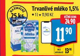   Trvanlivé mléko 1,5% 1 l