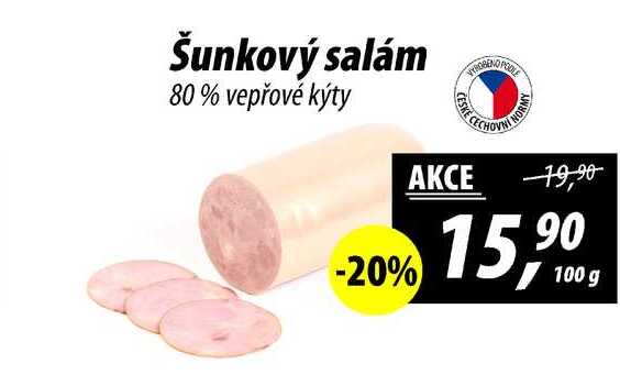 Šunkový salám 80% vepřové kýty, 100 g