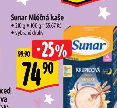  Sunar Mléčná kaše 210 g 