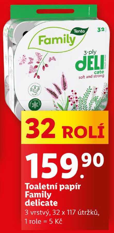 Toaletní papír Family delicate, 32 rolí