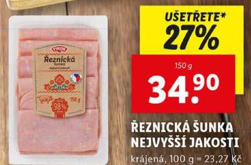 ŘEZNICKÁ ŠUNKA NEJVYŠŠÍ JAKOSTI, 150 g