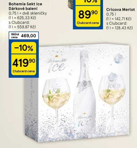 Bohemia Sekt Ice Dárkové balení, 0.75 1 + dvě skleničky