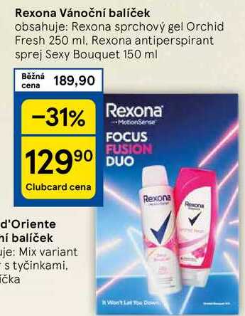 Rexona Vánoční balíček obsahuje: Rexona sprchový gel Orchid Fresh 250 ml, Rexona antiperspirant sprej Sexy Bouquet 150 ml 