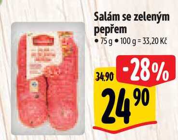 Salám se zeleným pepřem, 75 g 