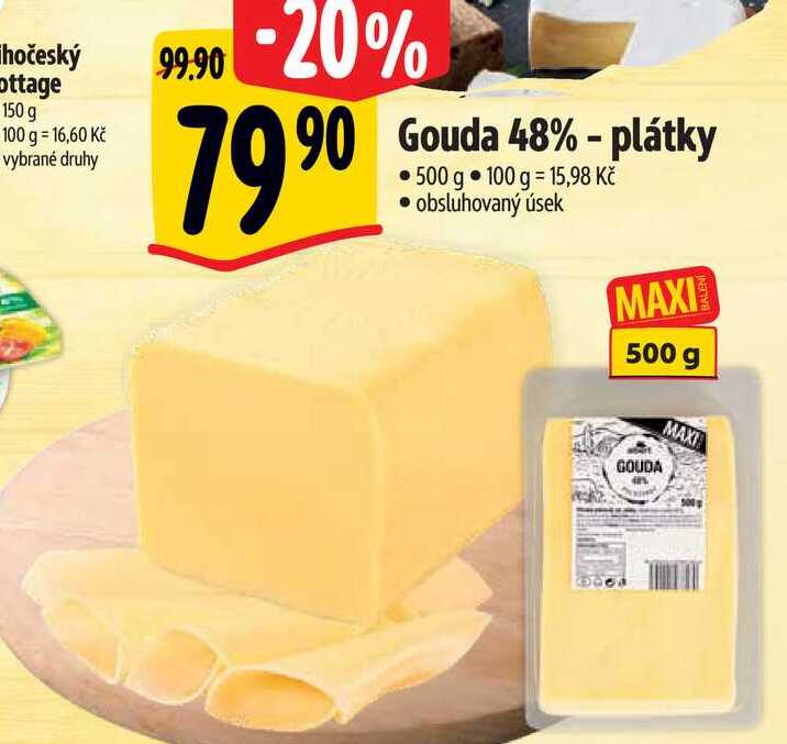 Gouda 48% - plátky, 500 g