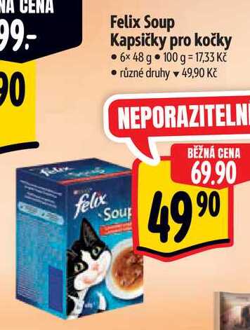 Felix Soup Kapsičky pro kočky, 6x 48 g 