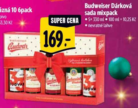 Budvar Budweiser Dárková sada mixpack, 5x 330 ml