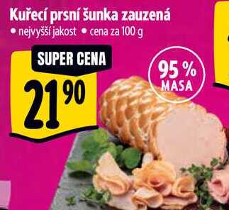 Kuřecí prsní šunka zauzená, cena za 100 g 