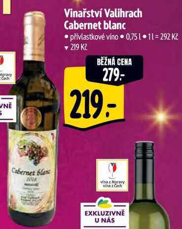 Vinařství Valihrach Cabernet blanc, 0,75 l