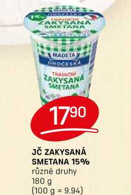 JČ ZAKYSANÁ SMETANA 15% různé druhy 180 g 