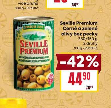 Seville Premium Černé a zelené olivy bez pecky 350/150 g