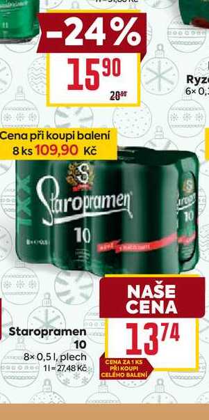 Staropramen 10 8× 0,51, plech  