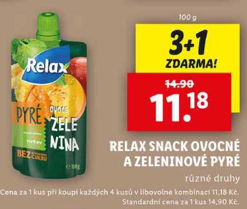 RELAX SNACK OVOCNÉ A ZELENINOVÉ PYRÉ, 100 g