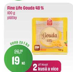 Fine Life Gouda 48 % 100 g plátky 