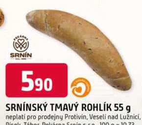 SRNÍNSKÝ TMAVÝ ROHLÍK 55 g