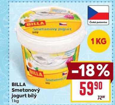 BILLA Smetanový jogurt bílý 1kg 