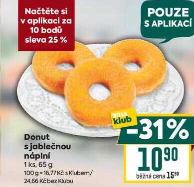 Donut s jablečnou náplní 1 ks, 65 g  