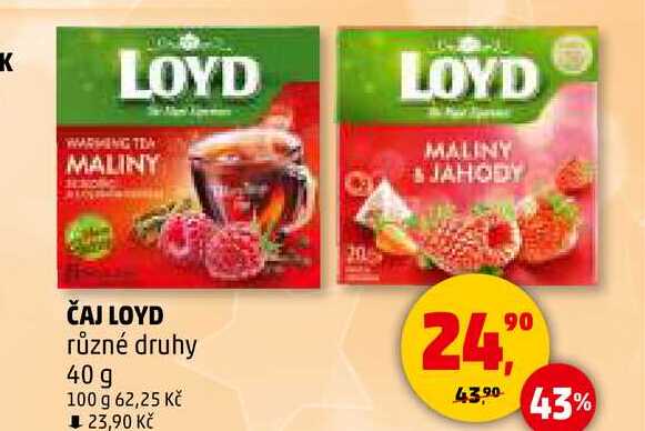 ČAJ LOYD různé druhy, 40 g 