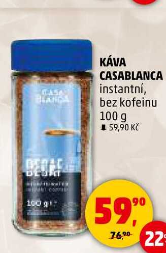 KÁVA CASABLANCA instantní, bez kofeinu, 100 g