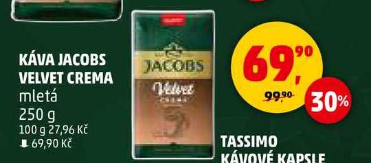 KÁVA JACOBS VELVET CREMA mletá, 250 g