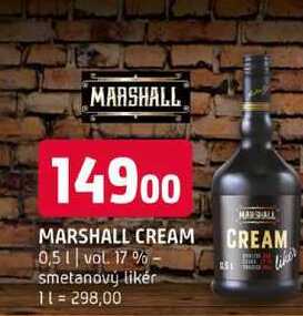 Marshall cream 0,5l vol. 17% smetanový likér 