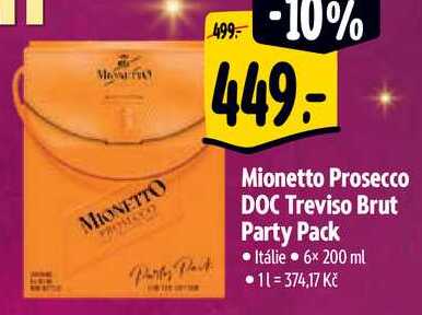 Mionetto Prosecco DOC Treviso Brut Party Pack, 6x 200 ml 