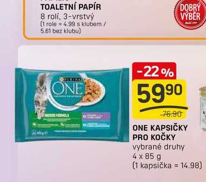 ONE KAPSIČKY PRO KOČKY vybrané druhy 4 x 85 g 