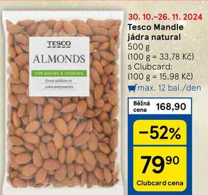 Tesco Mandle jádra natural, 500 g 