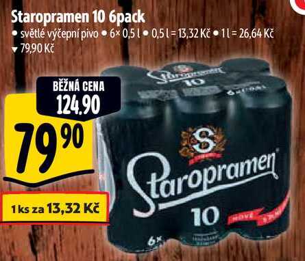 Staropramen 10 6pack, 6x 0,5 l v akci