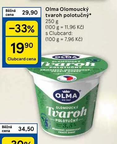 Olma Olomoucký tvaroh polotučný, 250 g 