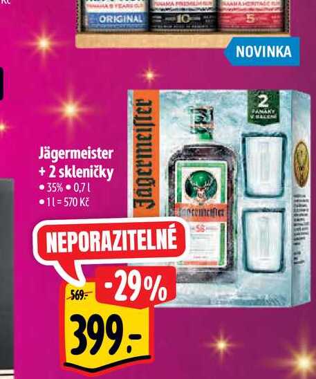   Jägermeister + 2 skleničky 0,7 l