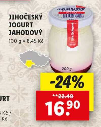 JIHOČESKÝ JOGURT JAHODOVÝ, 200 g