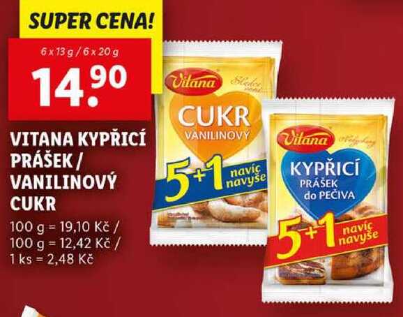 VITANA KYPŘICÍ PRÁŠEK/VANILINOVÝ CUKR, 6x 13 g/6x 20 g v akci