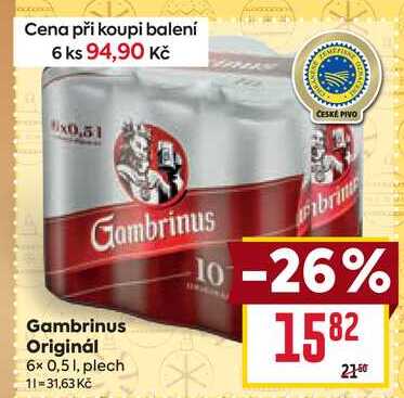 Gambrinus Originál 6x 0,51, plech v akci